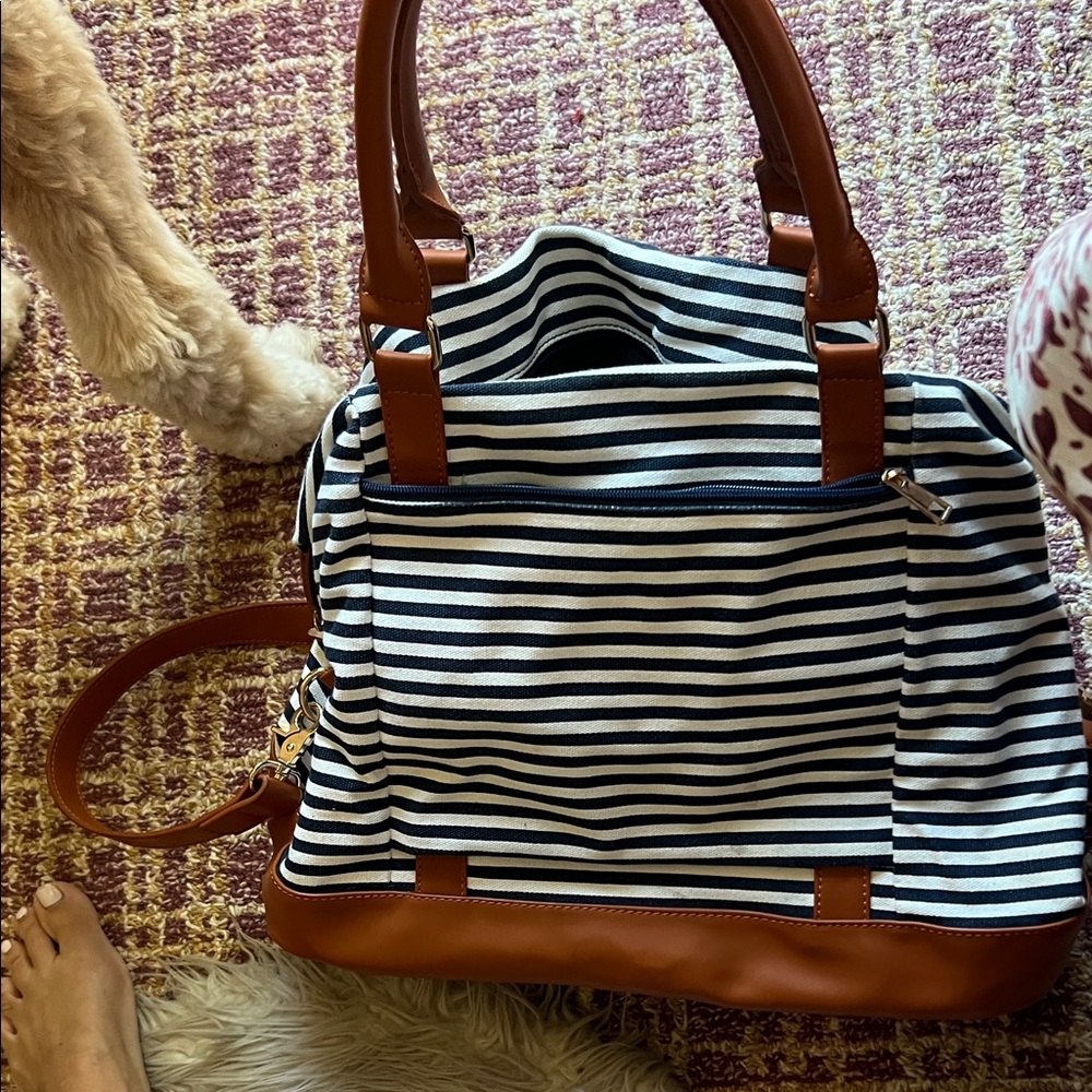 Striped Navy and Brown Women's Bag